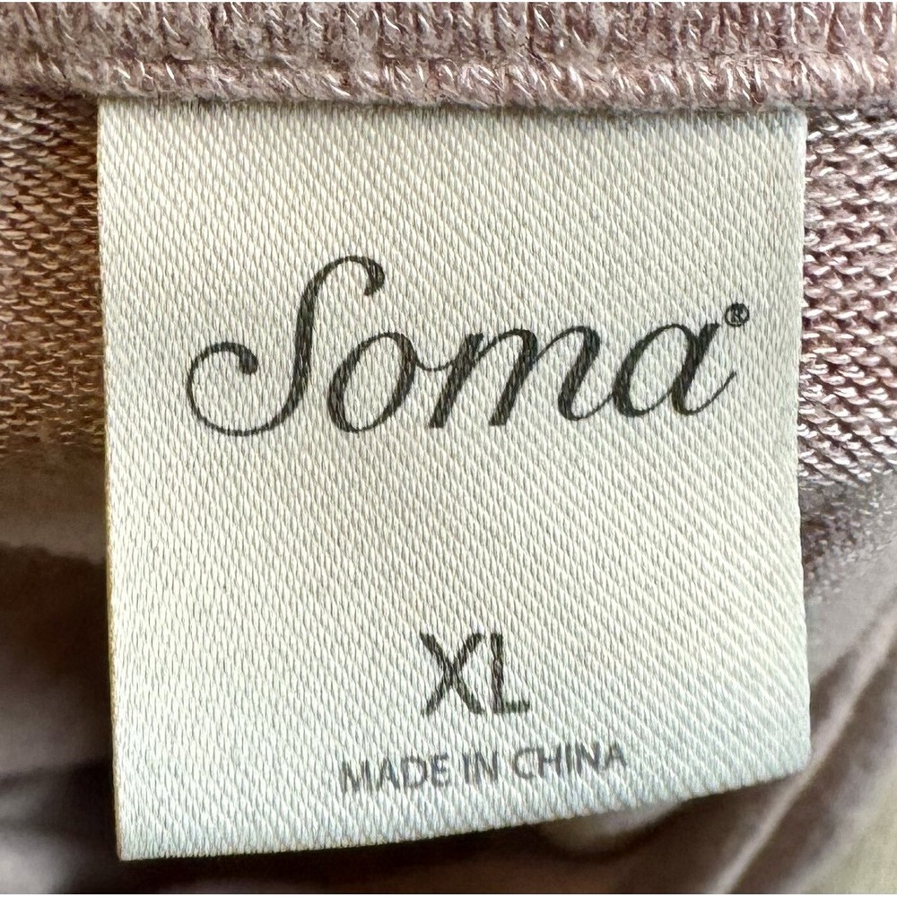 Soma Women's Pink Marled Long Sleeve Henley V Neck Cozy Top XL - Picture 7 of 8